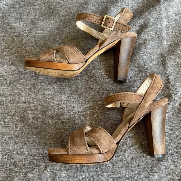 Boden tan suede wooden heel sandals - Picture 4 of 12